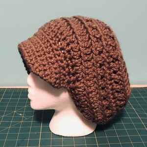 JD Creations Crocheted hat with brim.